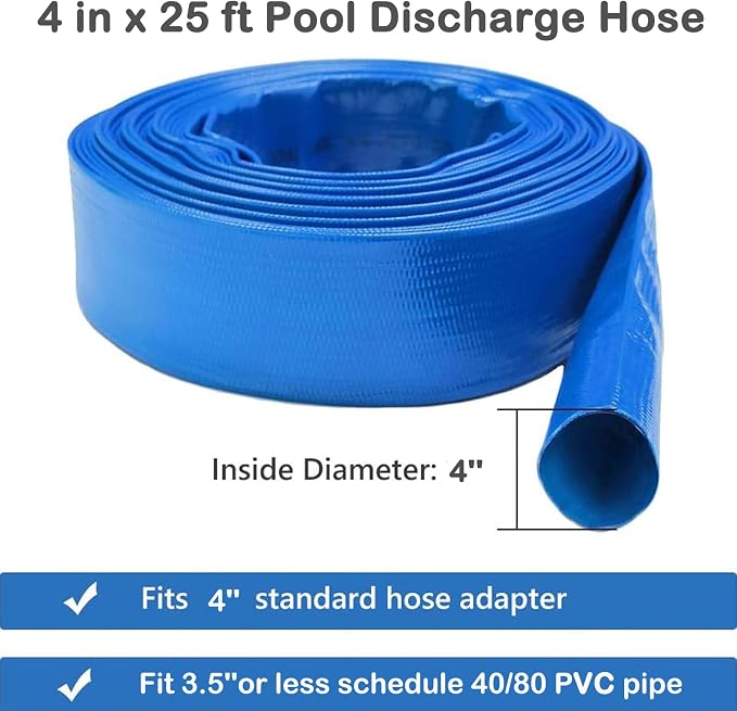 Eastrans 4 IN x 25 FT Pool Backwash Hose, Heavy Duty Flat Discharge Hose