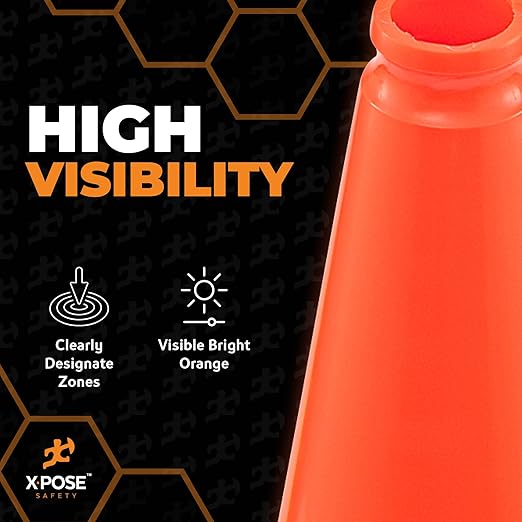 Xpose Safety 18 Inch Orange Traffic Cone, 1-Pack - Multipurpose PVC Plastic Safety Cone for Parking, Soccer, Caution, Kids and Construction - DOT Approved