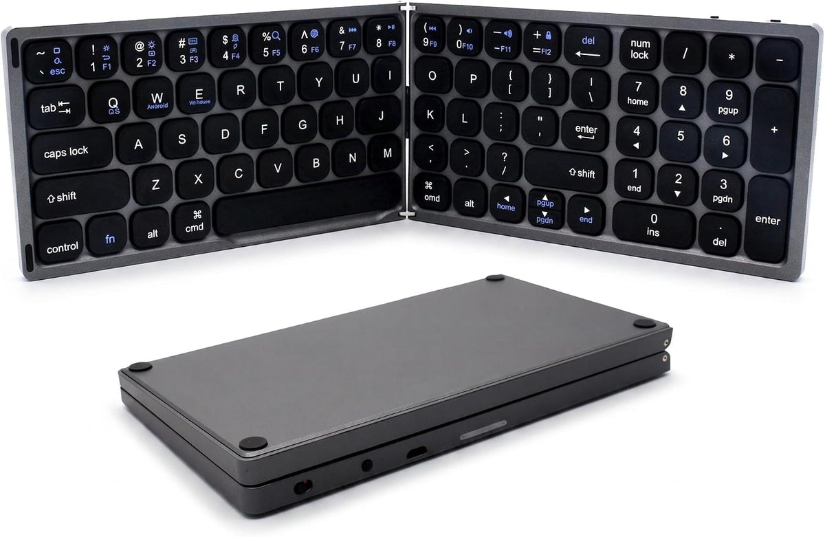 Hilitand Folding Bluetooth Keyboard, Ultra?Thin Foldable Keypad Full?Size Typewriter for iOS for Android for Laptop Tablet Smartphone()
