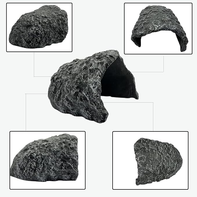 Large Reptile Hide Resin Snake Hides for Ball Pythons, Bearded Dragons, Leopard Geckos - Realistic Simulation Rock Hideouts
