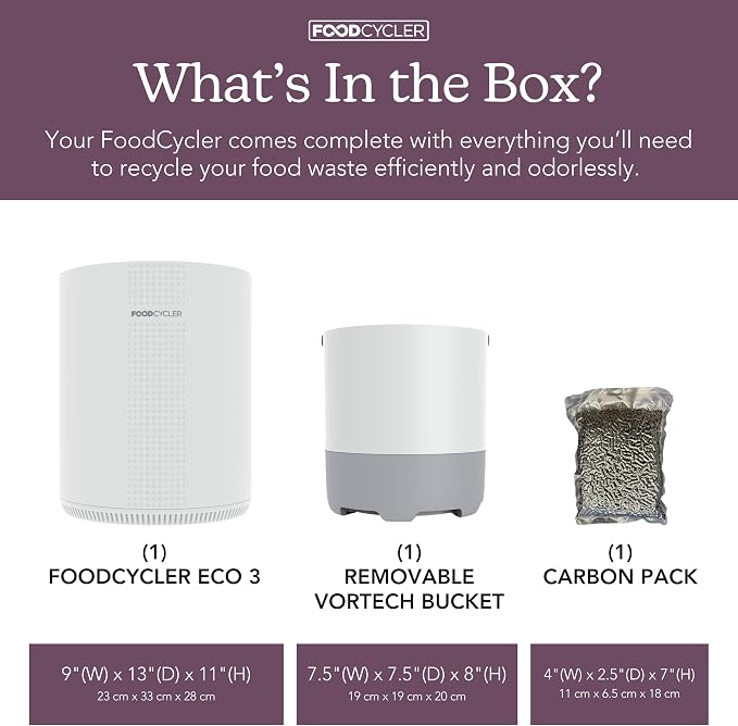 Food Cycler Eco 3 Compact Kitchen Food Recycler | Indoor Composter Bin