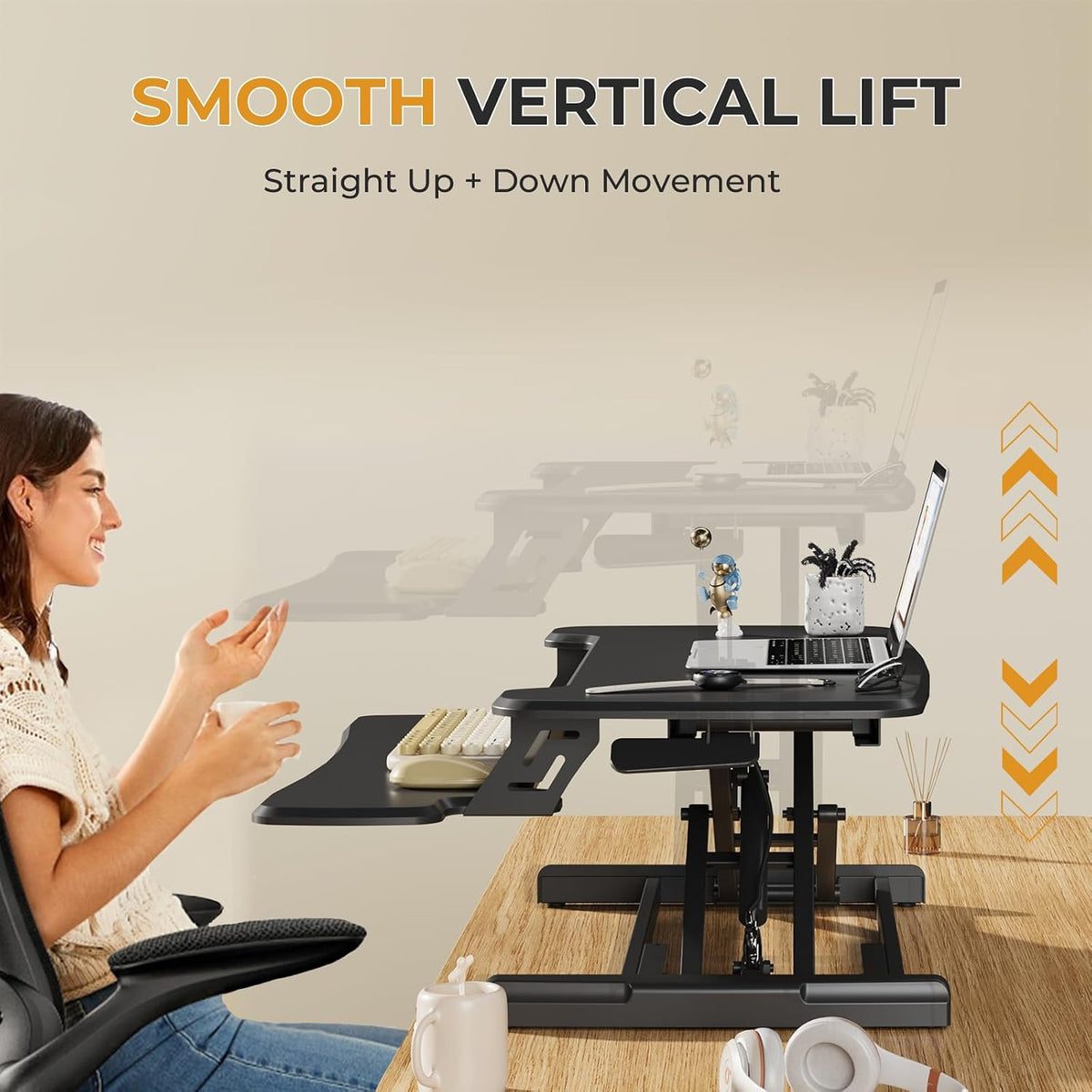 JOY worker Standing Desk Converter, 32" Height Adjustable Desk Riser, Black