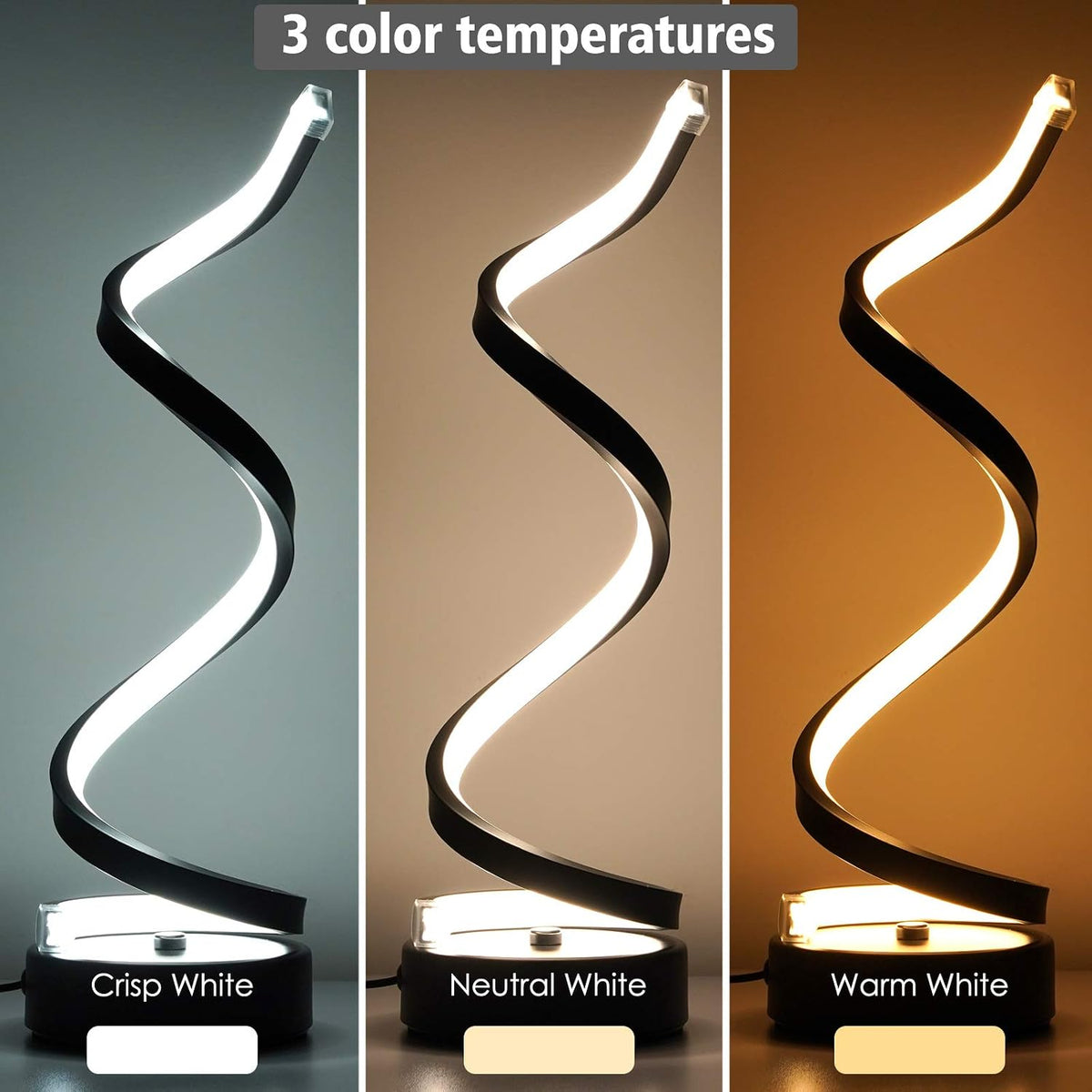 NUÜR Table Lamps for Living Room Set of 2, Black Dimmable LED Lamp, Small Bedside Lamps, Nightstand Lamp for Bedroom Office Home Living Room