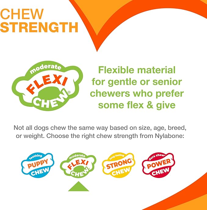 Nylabone Original Bone Flexi Chew Toy for Dogs, Dog Toys for Moderate Chewers, Dog Chew Bones, Chicken & Original Flavor, For Small Dogs - Up to 25 Ibs, 3 Pack