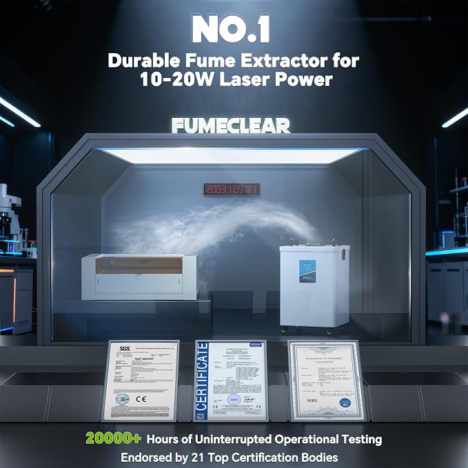 FumeClear FC-2002 Fume Extractor, 260 to 300m³/h Strong Suction, Low-Noise