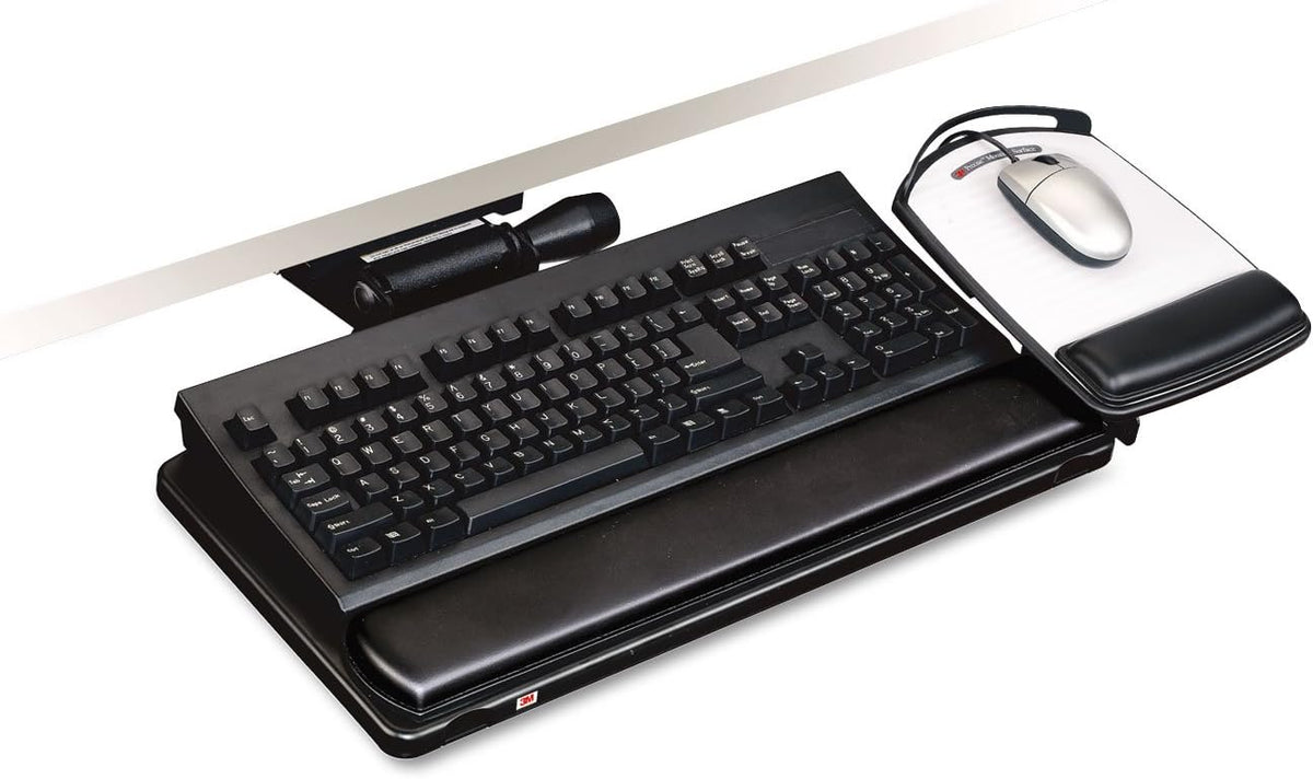 3M Easy-Adjust Keyboard Tray with Adjustable Platform, 23 Inch Track (AKT150LE)