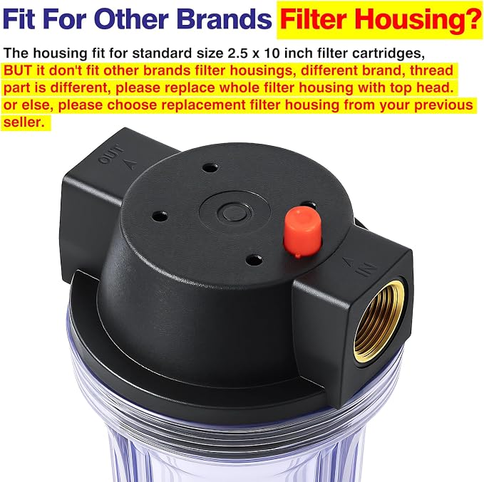 Geekpure 10-Inch Whole House Slim Water Filter Housing