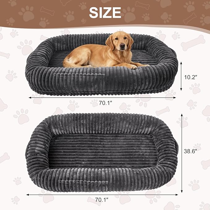 Human Dog Bed for Adult,70"x38"x10" Extra Large Human Pet Bed,Orthopedic Washable XL Dog Bed with Memory Foam (Darkgrey)
