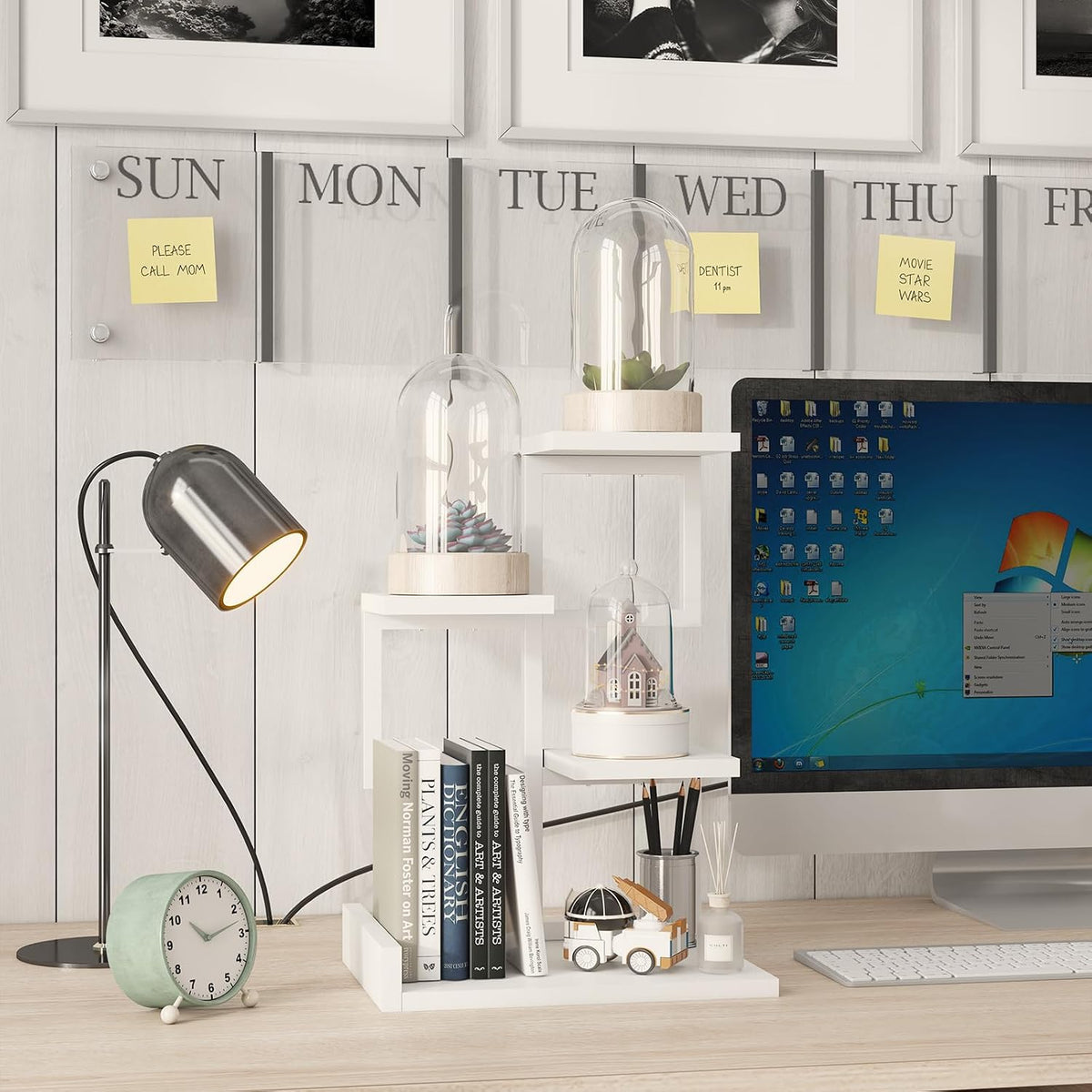 YMYNY 4 Tier Desktop Shelf Organizer 12.2x9.45x17.52 White HSR007W