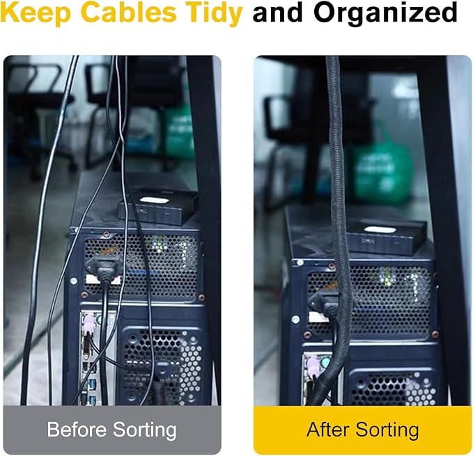 Cord Protectors from Pets No Chew, Ultra Durable Wire Protector Cord Covers for Pets, Flexible Cable Sleeve Cord Management for TV/Computer/Electric Wires/Phone Charging Cables (1/4"-10Feet)
