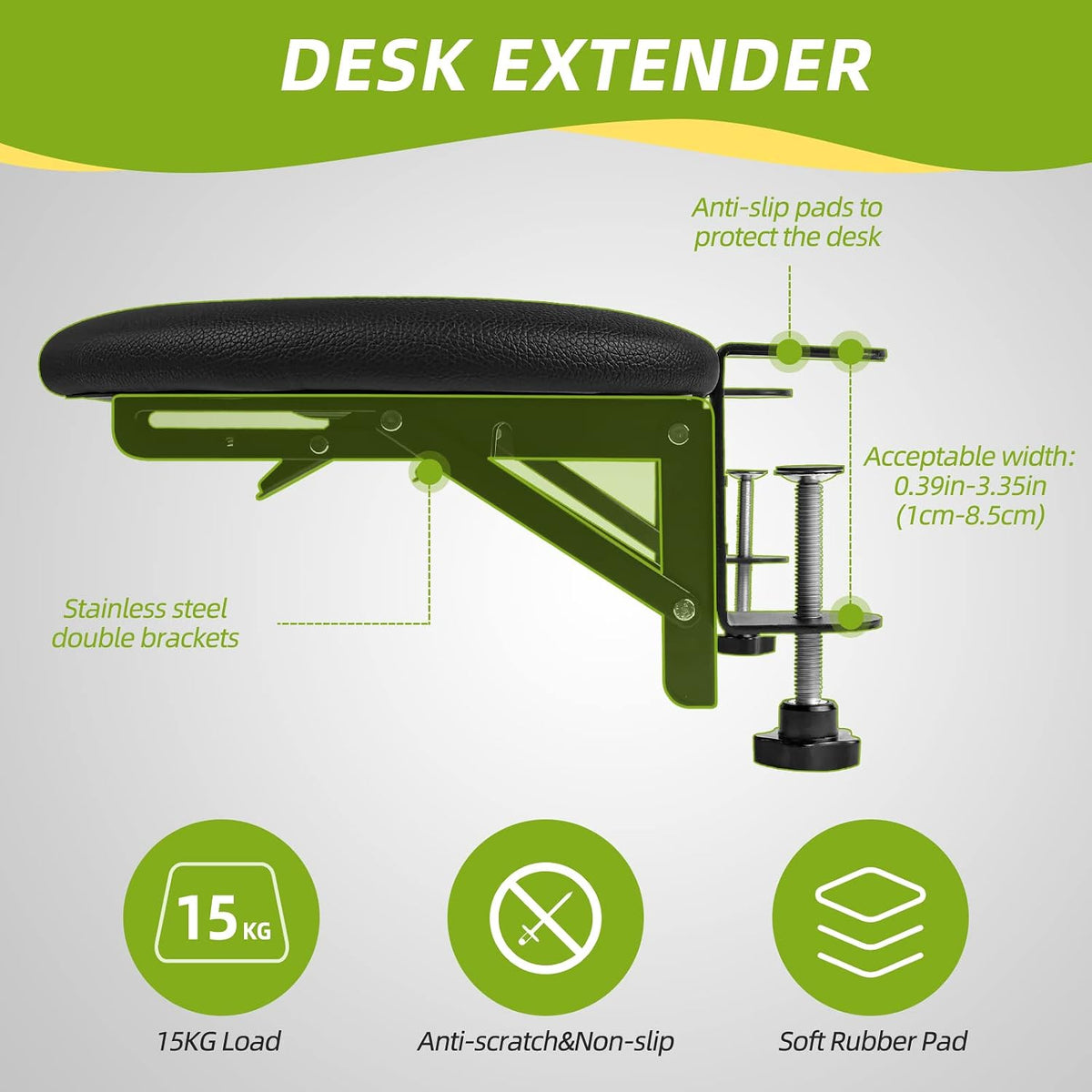 Desk Extender Adjustable Arm Rest Support for arm Support for Computer Desk Ergonomic Arm Rest Extender Rotating Mouse Pad Holder for Table Office Desk