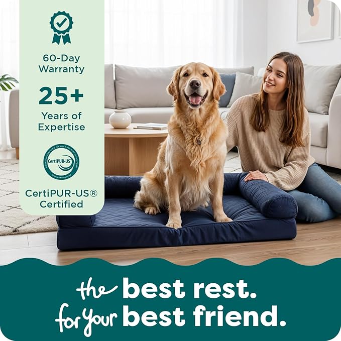 Furhaven Orthopedic Dog Bed for Large/Medium Dogs w/ Removable Bolsters & Washable Cover, For Dogs Up to 55 lbs - Quilted Sofa - Coffee, Large, (Quilted) Coffee