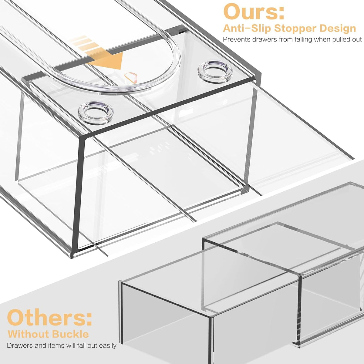 Desk Organizer with 7 Drawers, Clear, Stackable