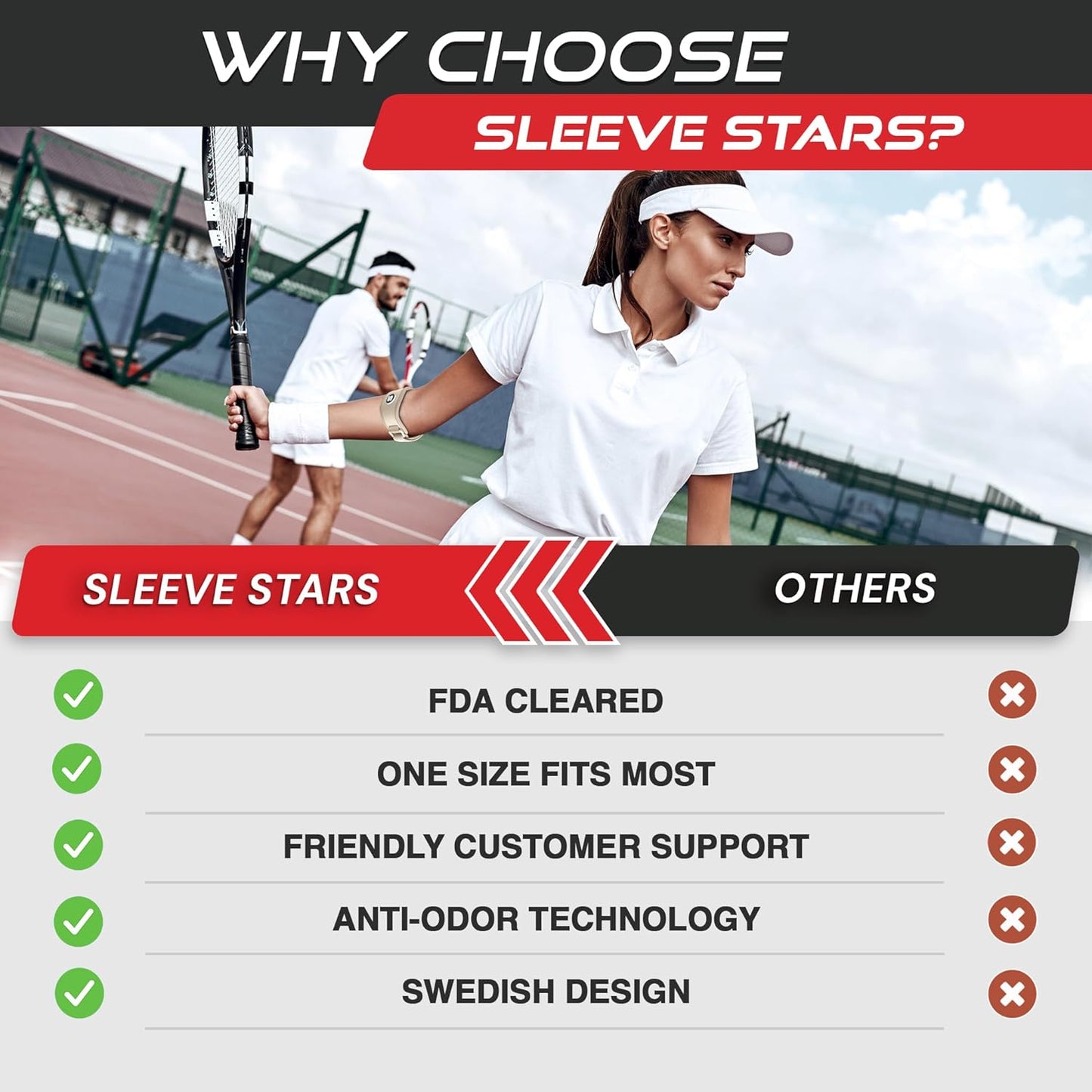 Sleeve Stars Tennis Elbow Brace for Men & Women, Tendonitis Elbow Brace & Strap Golfers Elbow Brace Counterforce Band for Tendon Pain Relief & Support for Forearm w/ 3 Straps Fits 9-23" (Single) (2, Beige, One Size)