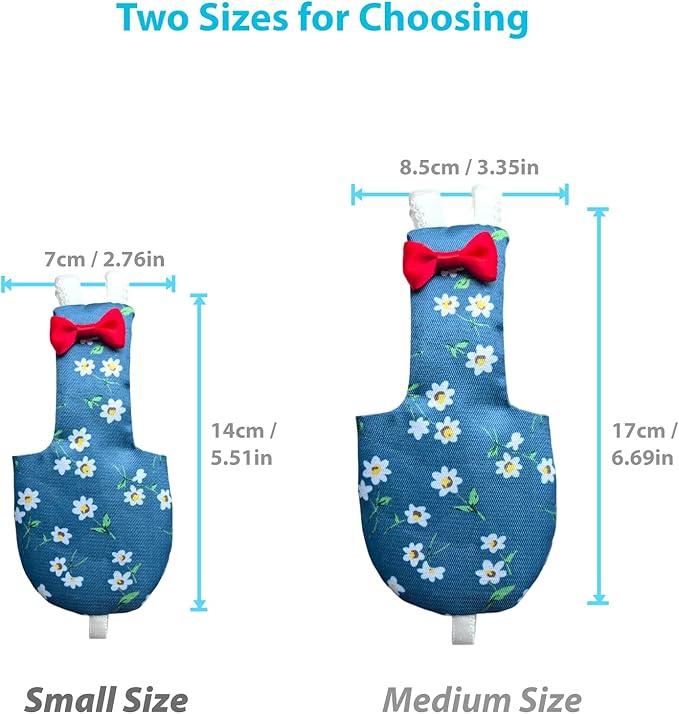 UKJENT Bird Diaper Protective Parrot Nappy - 2 Pack, Reusable Flight Suit with Waterproof Inner Layer, Washable Cute Urine Wet Suit for Cockatiel Monk Parakeet Sun Parakeet Lory(S)