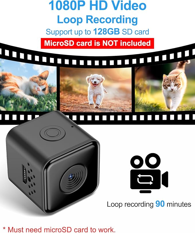 Cat Collar Camera Pet POV Cam with 1080P HD Video Recording,NO APP, NO Wi-Fi Needed, Small Dog Camera Collar