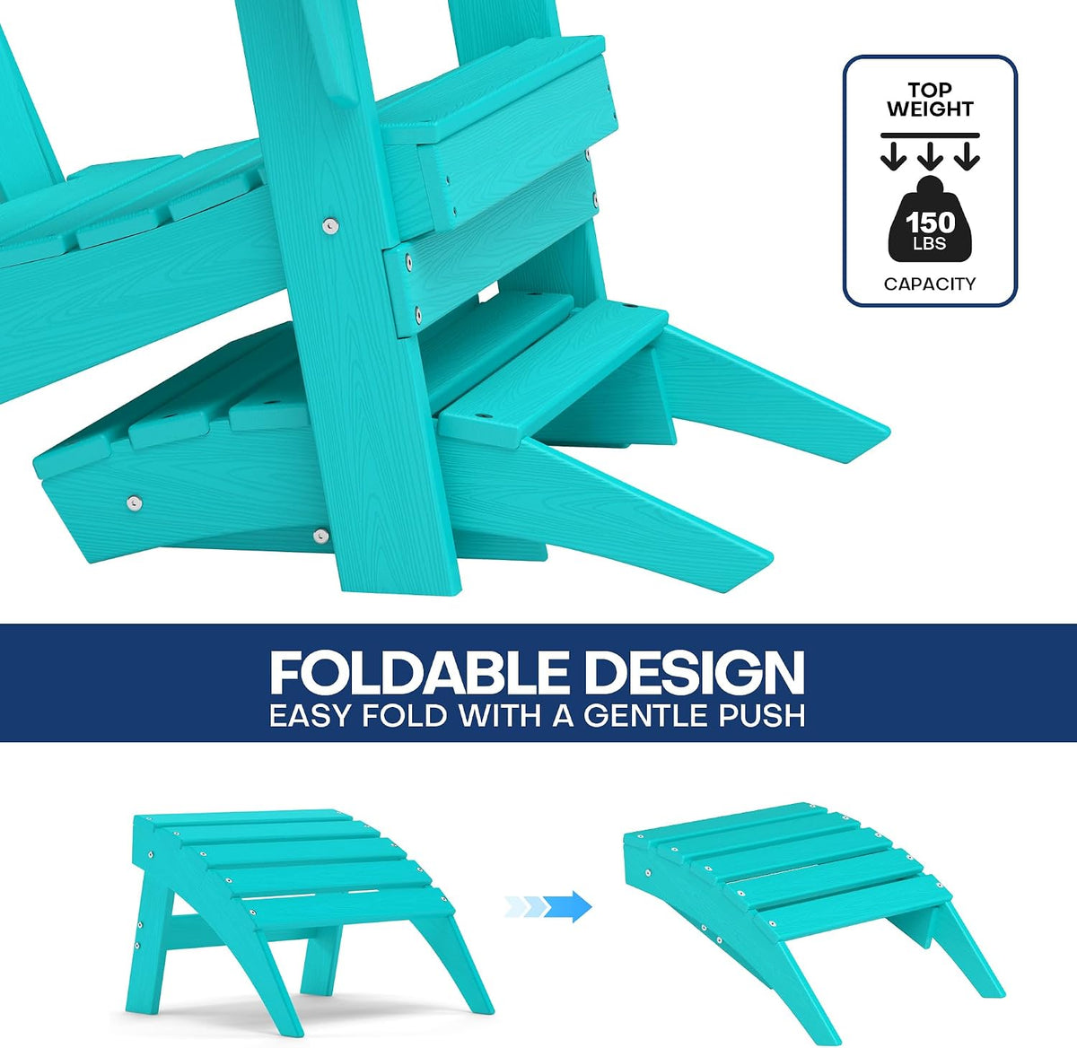 Plawdlik Folding Ottoman, Teak