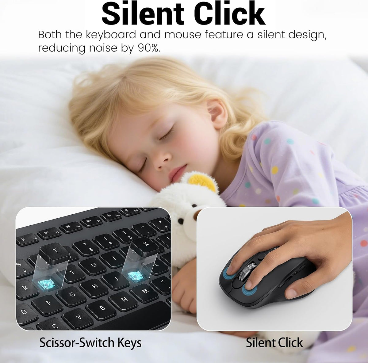 INFINMIND Wireless Keyboard Mouse Combo, Silent Multi-Functional Design.