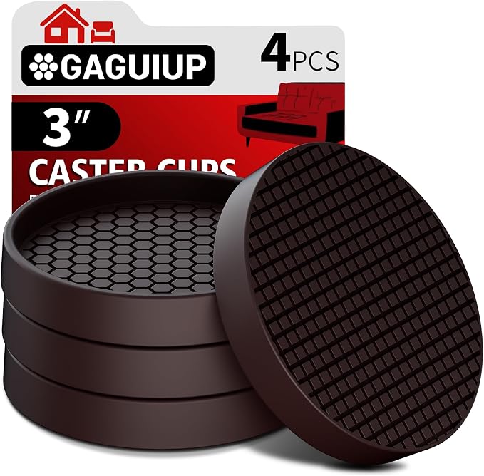 Non Slip Furniture Pads- 3"x3" Round Anti Skid Caster Cups Furniture Coasters