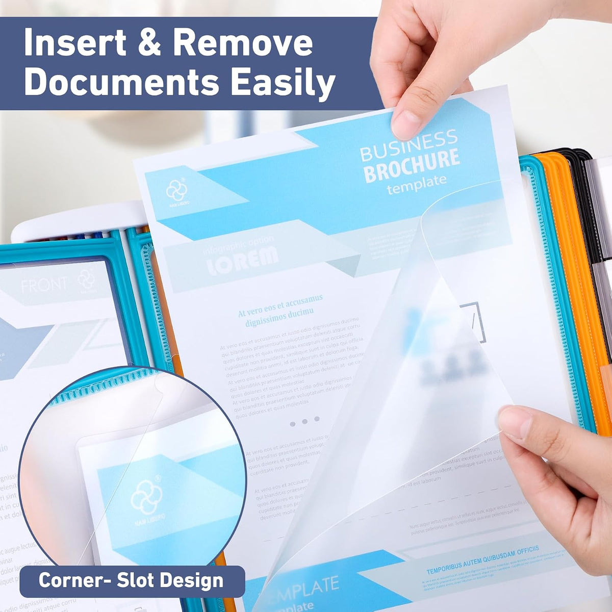 10-Pocket Desk Reference Organizer with 360° Swivel Base & 10 Double-Sided Panels Holds 20 Sheets A4/Letter Size Paper, Fast Flip & Find Desktop Reference System with Colored Index Tabs, White