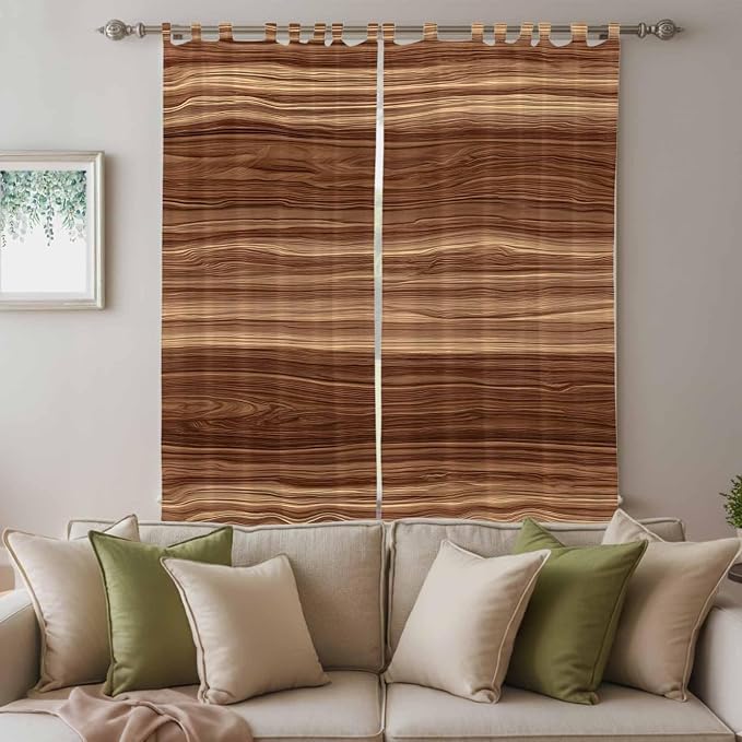 Brown Western Living Room Curtains 84 Inch Length, Window Curtains Tab Top