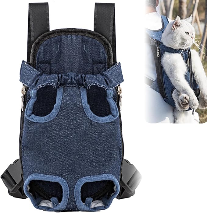 Portable Pet Carrier Backpack, Adjustable Pet Front Cat Dog Carrier Backpack Travel Bag for Small Medium Dogs Cats Puppies, Cat Backpack Carrier for Hiking Cycling (F, XL)