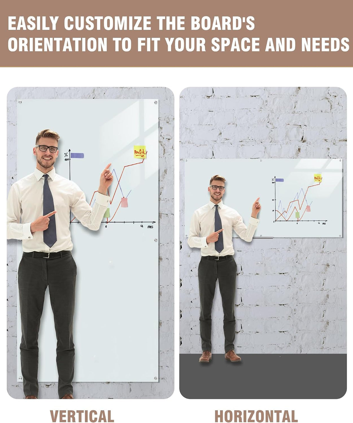 Mifuro Magnetic Glass Whiteboard，96"x48" Wall Mounted Frameless Dry Erase Board for Office, Home & School White