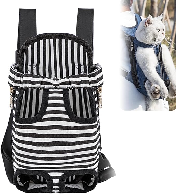 Portable Pet Carrier Backpack, Adjustable Pet Front Cat Dog Carrier Backpack Travel Bag for Small Medium Dogs Cats Puppies, Cat Backpack Carrier for Hiking Cycling (E, M)