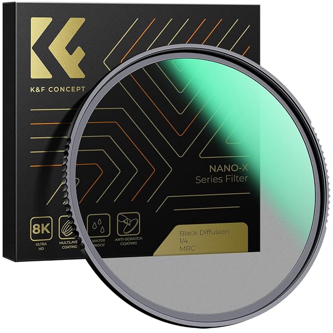 K&F CONCEPT 82mm Black Diffusion 1/4 Filter Mist Cinematic Effect Filter