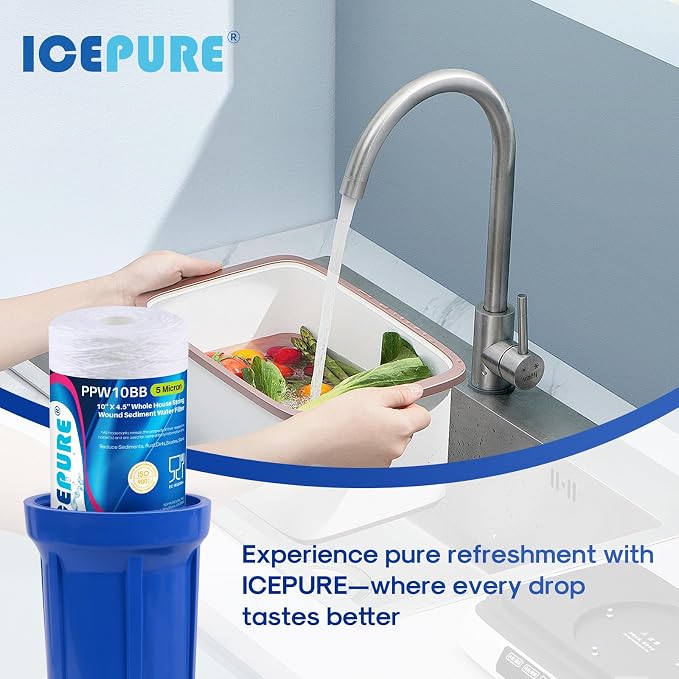 ICEPURE 5 Micron 10”*4.5'' Whole House Sediment String Wound Water Filter