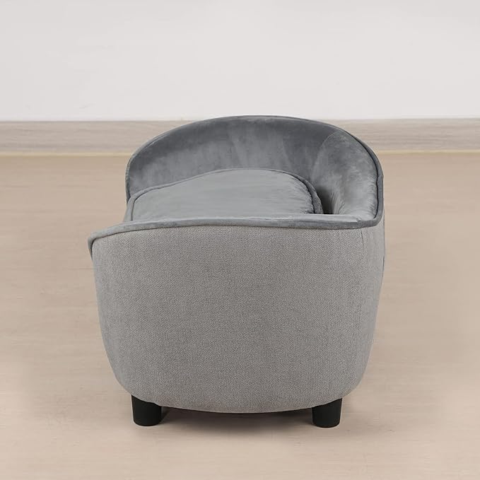 Getifun Pet Sofa Bed, Velvet & Linen Fabric Pet Couch Chair with Removeable & Washable Cushion for Small Dogs Cats (Light Gray)