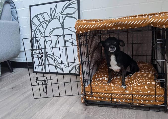 Molly Mutt Sheepy Wool Crate Mat - 100% Cotton Canvas Cover with Temperature-Regulating 100% Natural Wool-Filled Insert Dog Bed - Soft & Supportive Wool-Filled Bed - (42"x28"x2.5", Everywhere)