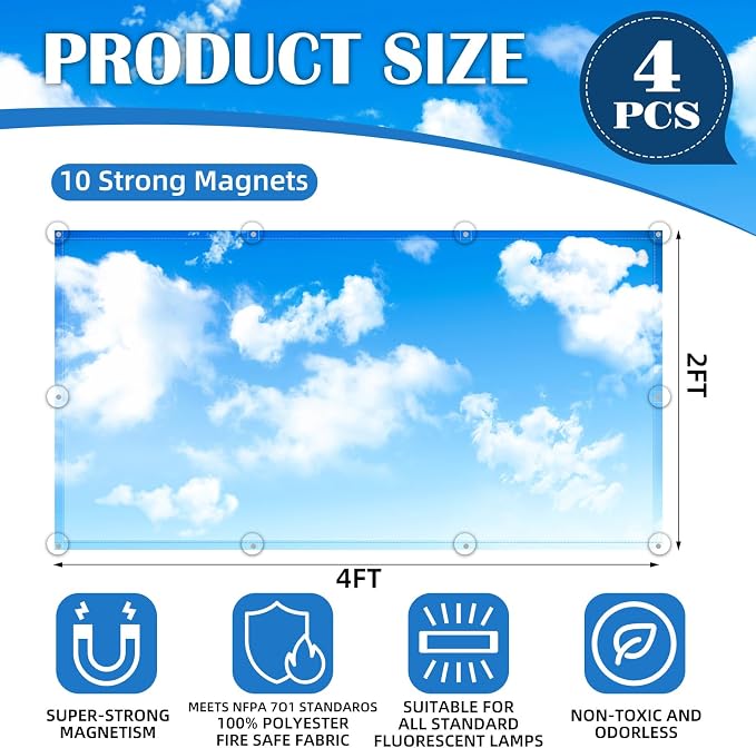4 Pcs Fluorescent Light Covers