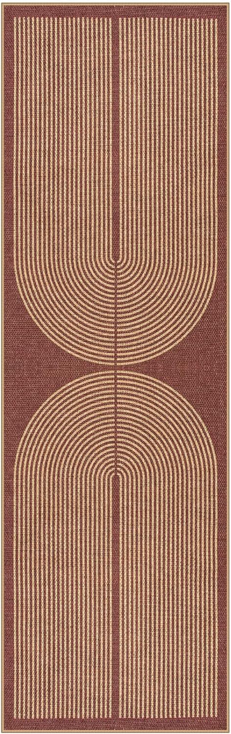 Lahome Enfys Modern Rainbow Easy Jute Entryway Runner Rug, Washable Indoor