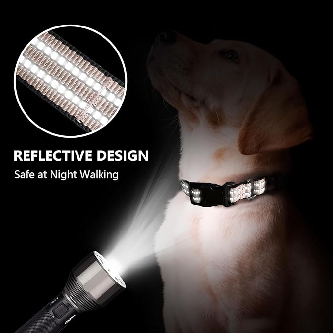 Martingale Dog Collar, Adjustable Nylon Reflective Collar with Quick Release Buckle (Pink Ivory, Medium)