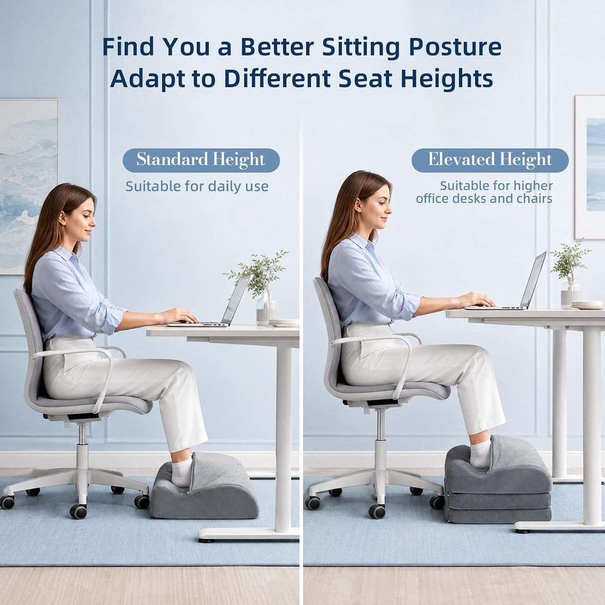 Foot Rest Under Desk, 3 Adjustable Heights for Various Height