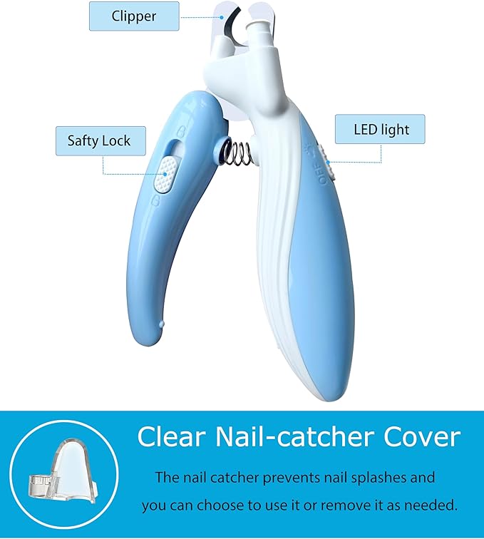 Cat Dog Pet Nail Clippers with Light, Llluminates Cat Dog Nails or Bloodline,Safety Pet Nail Clipper for Dogs, Cats, Rabbits Sharp No Nail Splitting (Pink)