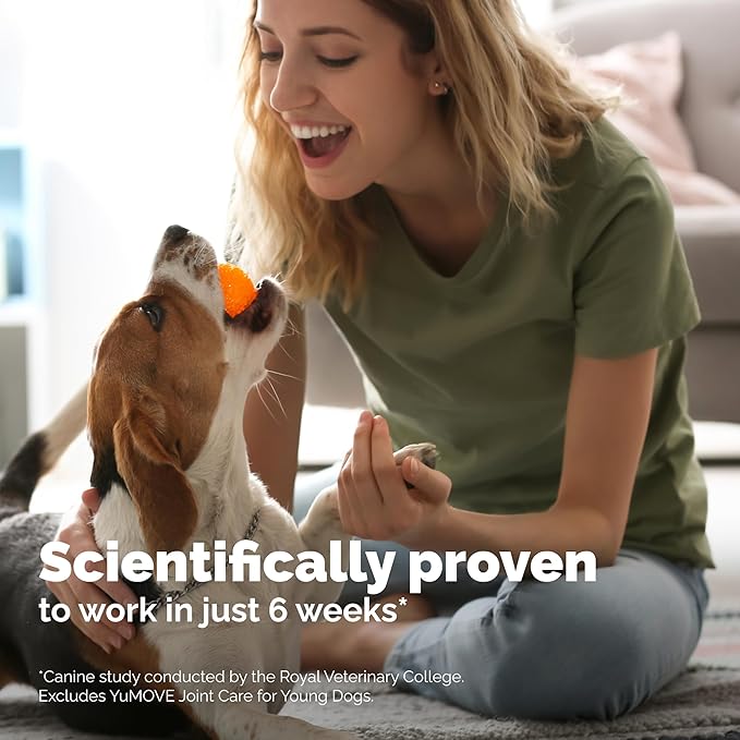 YuMOVE Hip & Joint Supplement for Dogs with Glucosamine, Hyaluronic Acid, Green Lipped Mussel & Omega 3 Joint Supplement - Regular and Advanced Strength (60ct, Chewable Tablets)