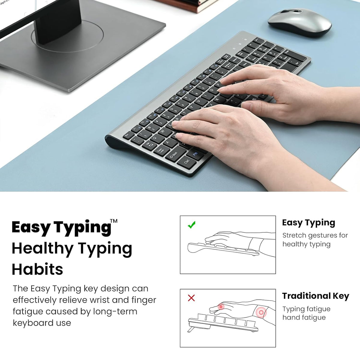 cimetech Wireless Keyboard and Mouse Combo - Grey Black