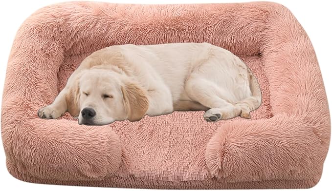 Dog Beds Large Sized dog Orthopedic, Sofa Dog Bed with Waterproof Lining and Nonskid Bottom, Rectangle Washable Dog Bed for Medium Small Dogs and Cats Comfortable ( Color : Pink1 , Size : 17 x 15" )