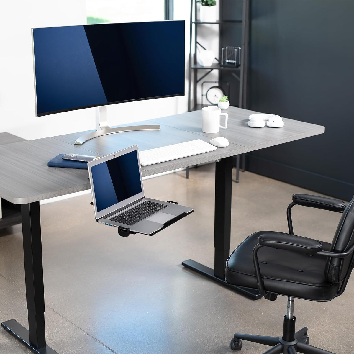 VIVO Black Clamp-on 12 x 9 in Rotating Laptop Tray, MOUNT-LAP1CB