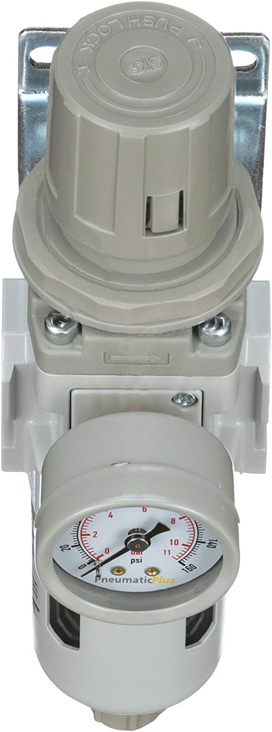 PneumaticPlus SAW300-N03BG Compressed Air Filter Regulator Piggyback Combo 3/8"