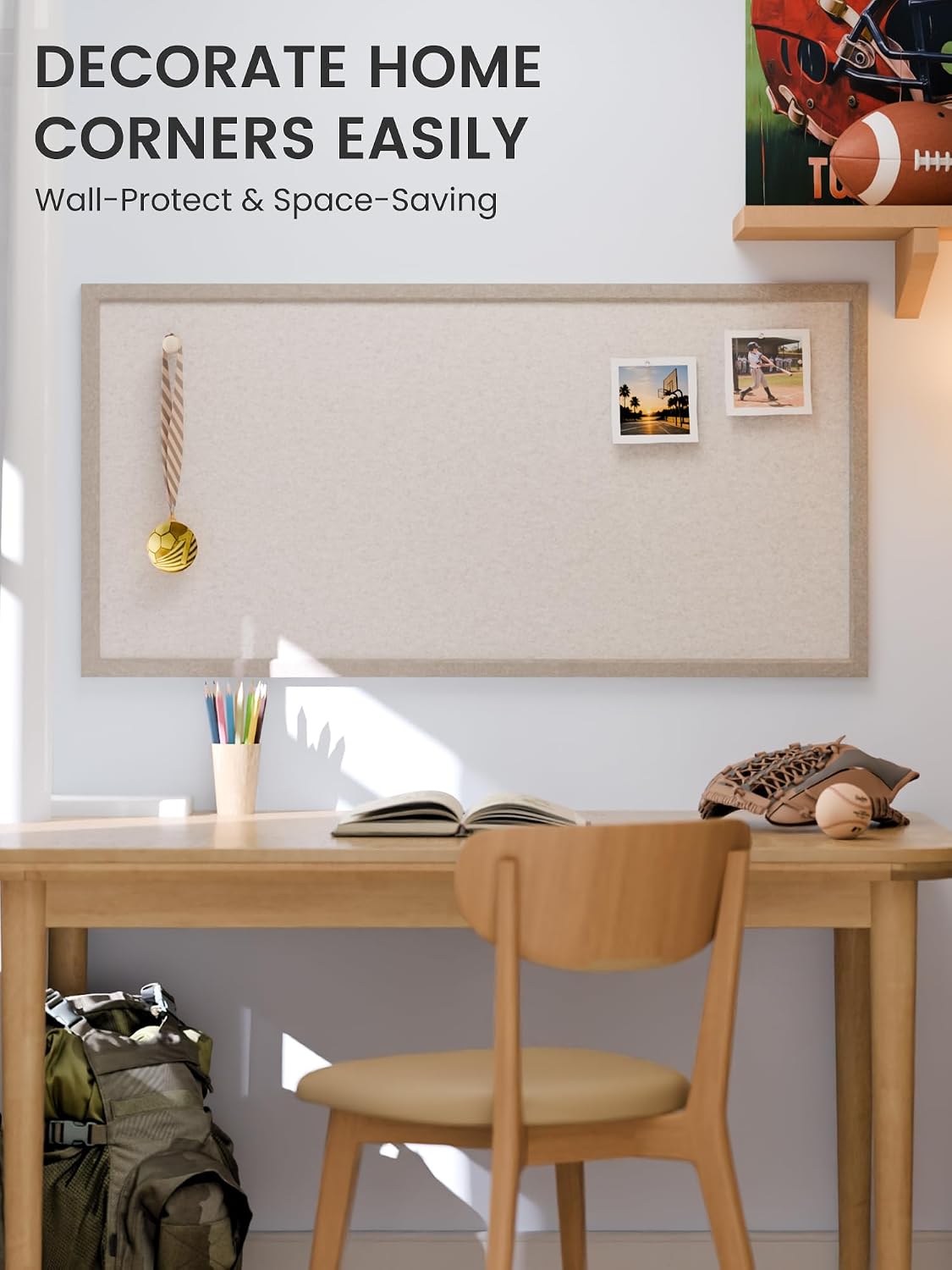 Fluxynara Framed Felt Bulletin Board, 47.2" x 23.6", Oatmeal