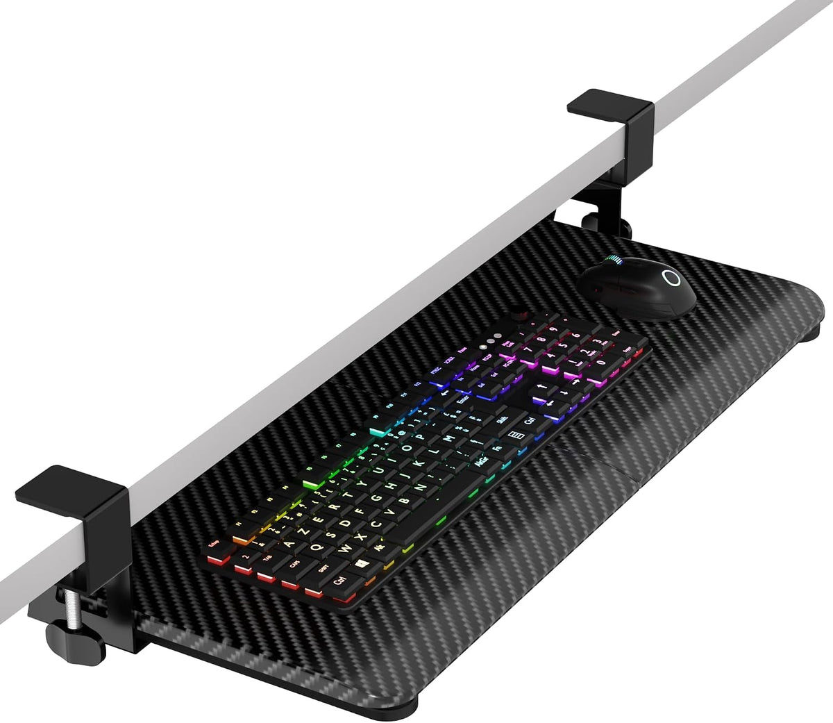 Under Desk Keyboard Tray, Slide-Out Keyboard Drawer with C-Clamp 25.6"x11.8"