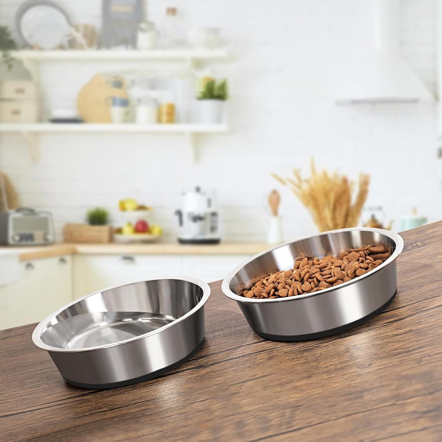 YINGFAN Stainless Steel Dog Bowls, 2 Pack Metal Dog Bowls with Non-Slip Rubber Base, Durable Food and Water Bowl for Small, Medium Dogs, Holds 3 Cups, BPA-Free, Dishwasher Safe (Gray)