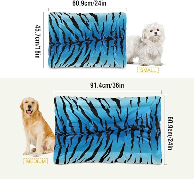 Pet Bed Blue Tiger Print Dog Bed Mat Absorbing Non Slip Pad Pet Sleeping Mat for Small, Medium, and Large Dogs Puppy Cat 36 in x 24 in