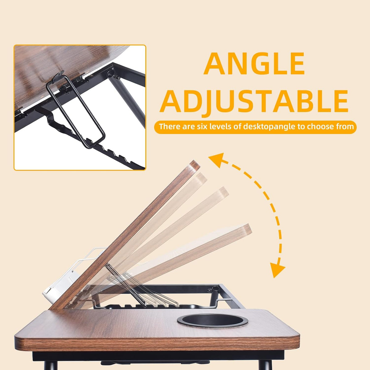 wishacc Lap Desk for Bed, Foldable Laptop Bed Tray Table with Independent Adjustable Tablet & Phone Stand, Portable Work from Couch Desk Tray with Mouse Area, Computer Laptop Holder for Recliner Sofa