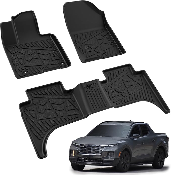 LASFIT Floor Mats for Hyundai Santa Cruz 2026 2025 2024 2023 2022, Custom Fit TPE All Weather Floor Liners 1st & 2nd Row Car Mats Accessoires for Hyundai Santa Cruz 2022-2026, Black