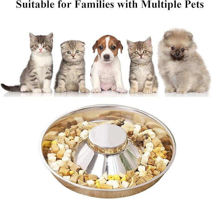 Stainless Steel Pet Bowl for Puppy and Cat, Dog Food and Water Feeding Bowl, Puppies and Kittens Weaning Bowls, Multiple Dogs and Cats Eat and Drink Together (1PC, L)