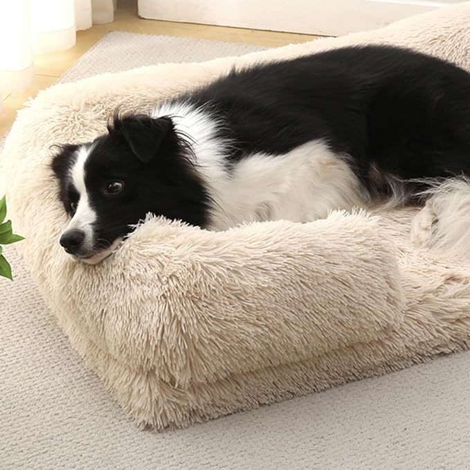 Dog Beds Medium Large Size Dog, Calming Dog Bed with Removable Washable Cover, Waterproof Lining and Nonskid Bottom(Gradient-Rose Pink,L)